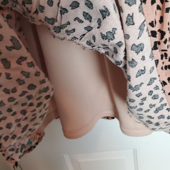 Savanna Jane Peasant Dress Women Small Pink Embroidered Leopard Print Bohemian - Picture 10 of 10
